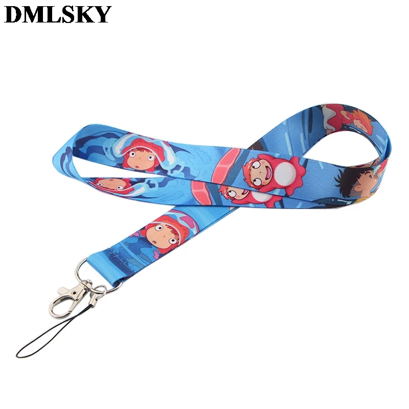 DMLSKY Ponyo на скале шнурок для ключей аниме милые ремешки для ключей значок ID Мобильный телефон Веревка шеи ремешки M3864