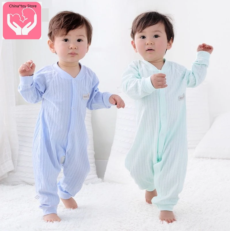 

Hot-selling Baby Jumpsuit Long-sleeved Cotton Baby Spring and Autumn Summer Day Clothes Thickened Thin Section Newborn Clothes