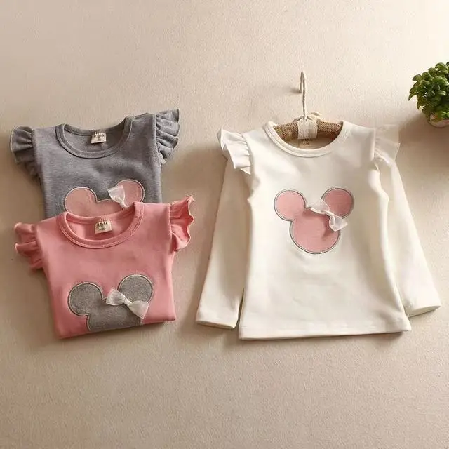 

2021 spring autumn girls long-sleeve T-Shirts Fashion leisure shirts kids Tees cartoon children clothing clothes