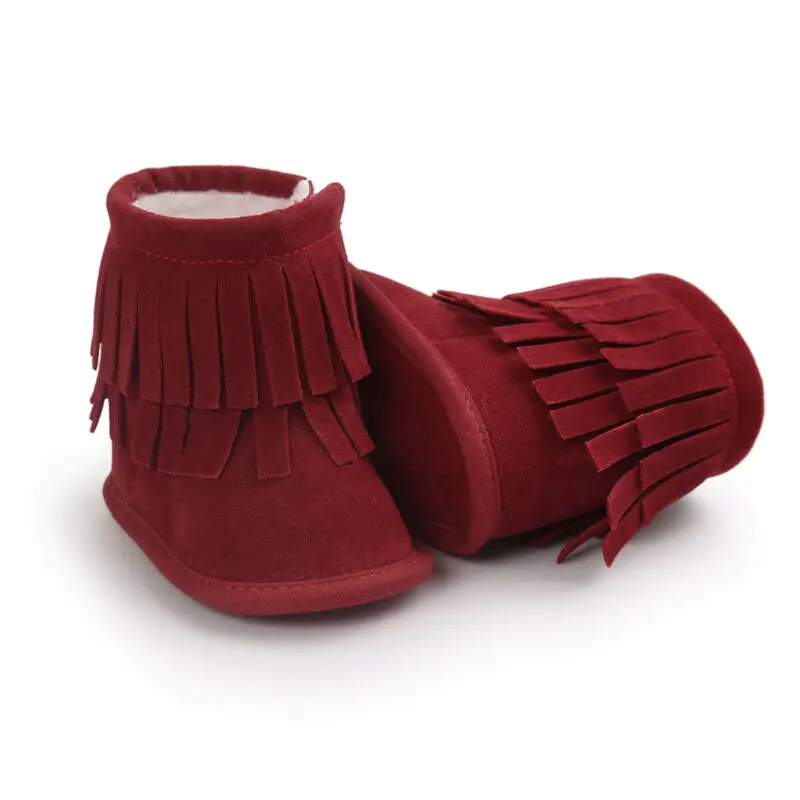 Милые ботинки для новорожденных мальчиков и девочек хлопковые однотонные зимние