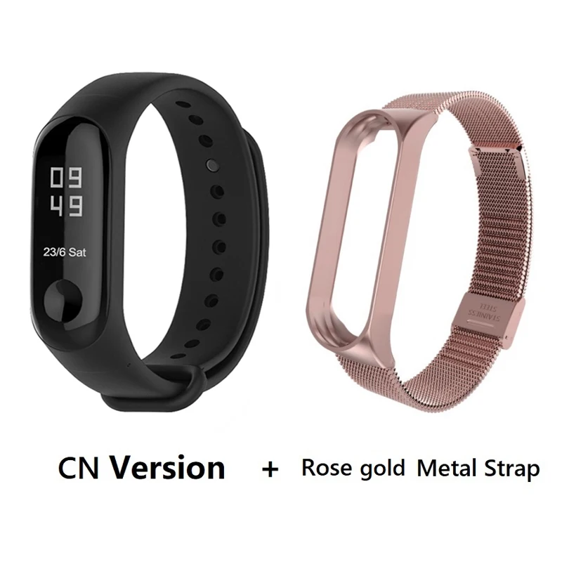 CN add rose gold Xiaomi mi-браслет 3, умный Браслет mi Band 3, спортивный фитнес-трекер, 0,78 дюйма, OLED сенсорный экран, mi 3 - Цвет: CN add rose gold