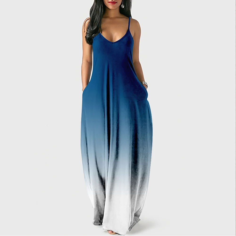 

Cross-border new dress two-color gradient pattern printed dress