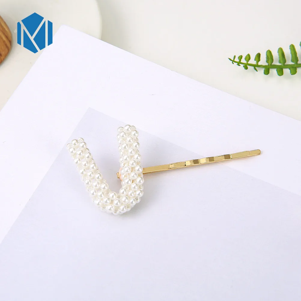 U Barrettes М MISM, 1 шт., сделай сам, английские буквы, имитация жемчужные заколки для волос для женщин/девушек, на заказ, именные шпильки, заколки, аксессуары для волос - Цвет: U Barrettes