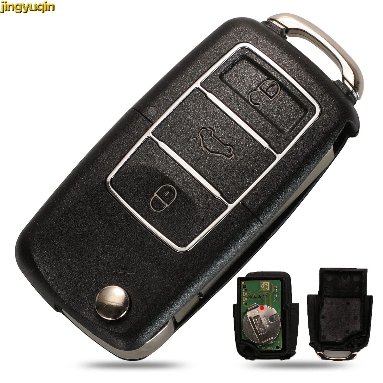 Флип чехол Jingyuqin для VW Jetta Golf Passat B5 B6 Beetle Polo Bora Caddy MK5 Skoda 3BTN без держателя