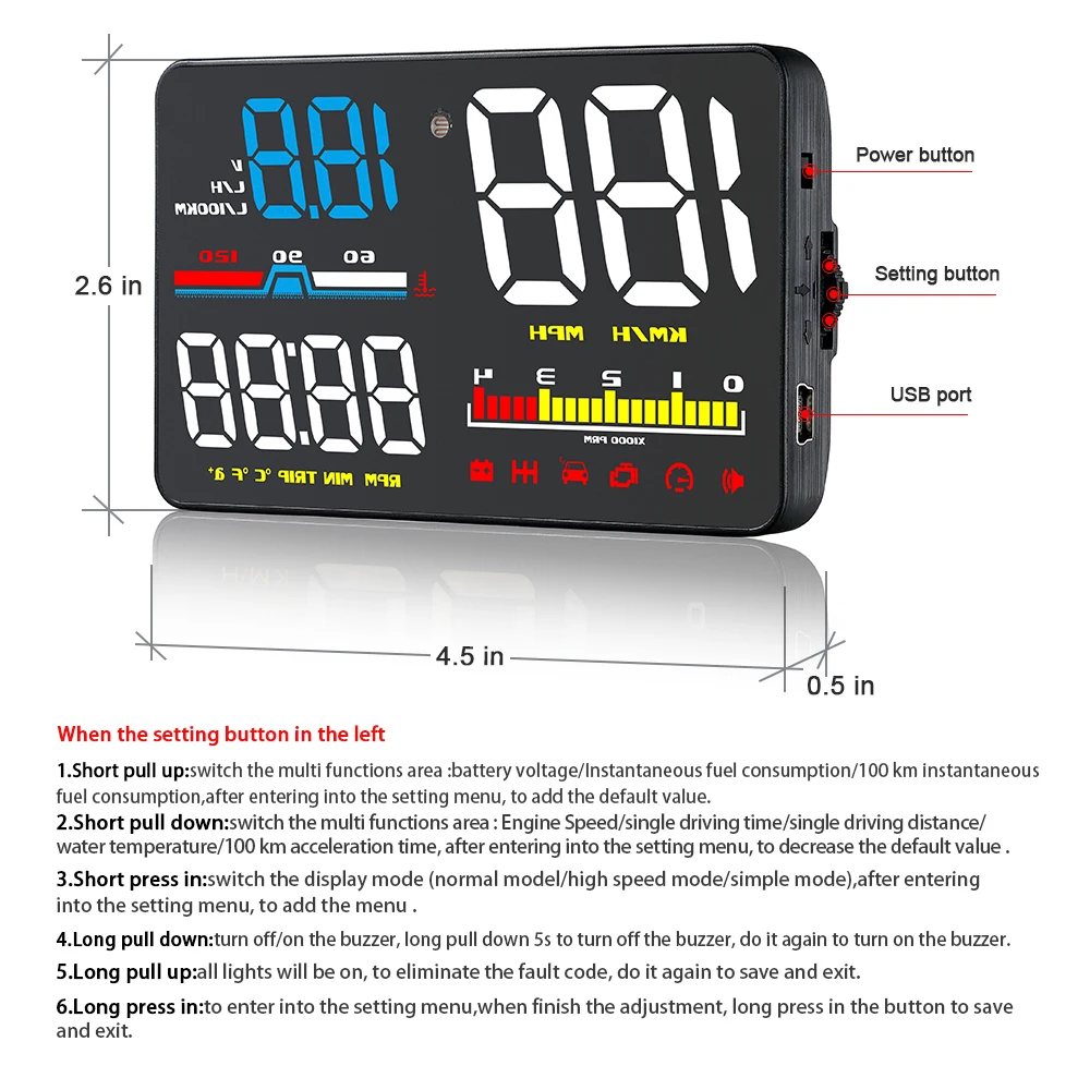 Автомобильный проектор на лобовое стекло GEYIREN цифровой спидометр с дисплеем OBD2