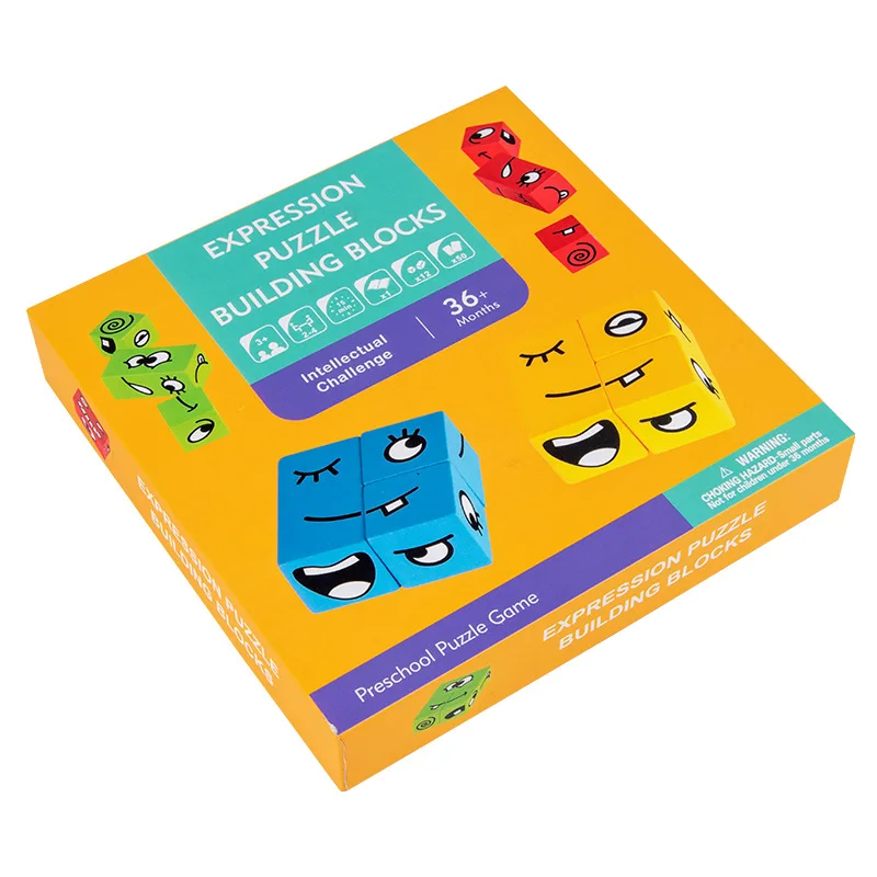 Vokmascot Cartoon Face Changing Cube Building Blocks Children Early Education Training Thinking Challenge Level Board Game Toys |