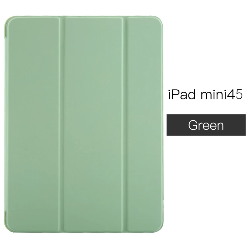 Чехол для iPad Mini 4 3 2 1 чехол ПУ; кожа; Силикон Мягкая задняя трехстворчатая подставка для сна смарт-чехол для iPad Mini 5 чехол Funda - Цвет: For mini 4 5 Green