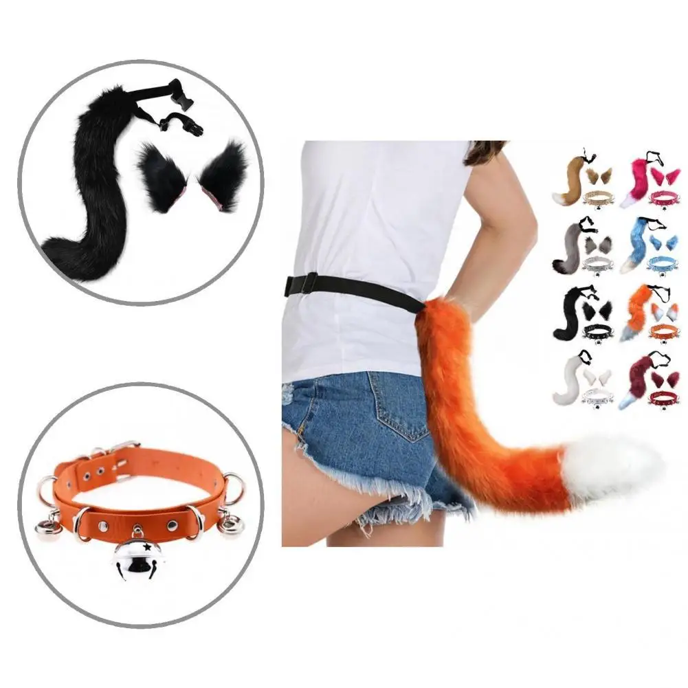 

Hair Clips Cocker Tail Animal Element Durable Solid Wolf Tail Ears Collar Fox Tail Ears Set Hair Clips Cocker Tail