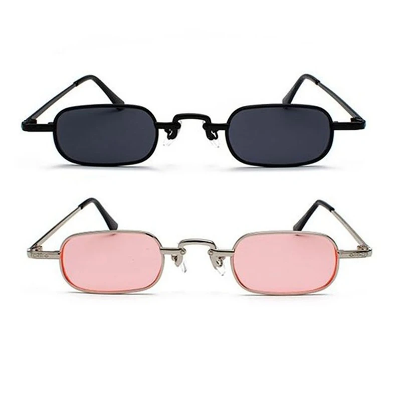 2pcs Retro Punk Glasses Clear Square Sunglasses Female Men Metal Frame - Black + Gray & Pink Silver | Аксессуары для одежды