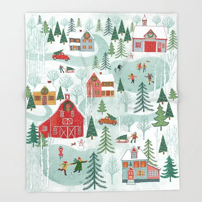 

New England Christmas Blanket Winter Sheet Bedspread Sofa Bed Throw Light Thin Soft Warm Machine Washable Flannel Blankets