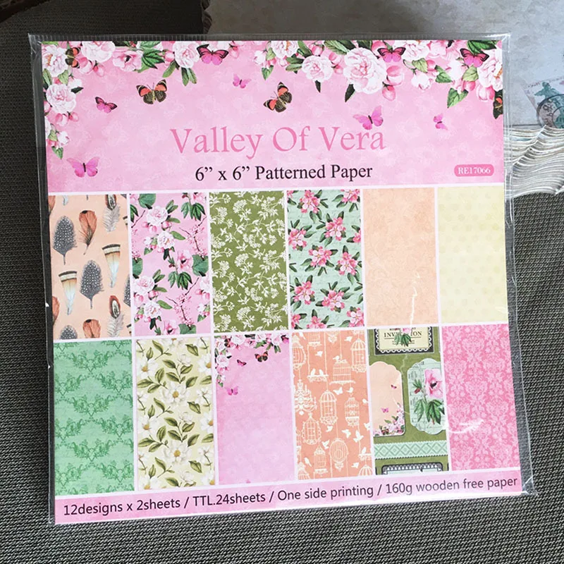 

24Pcs/Lot Elegant Flowers Retro Material Papers DIY Scrapbooking Album Diary Gift Decorative Paper Scrapbooking Paper