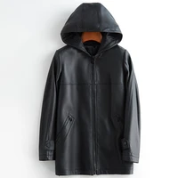 nerazzurri black faux leather jacket women with hood long sleeve zippers pu leather coat for women womens leather jacket 4xl