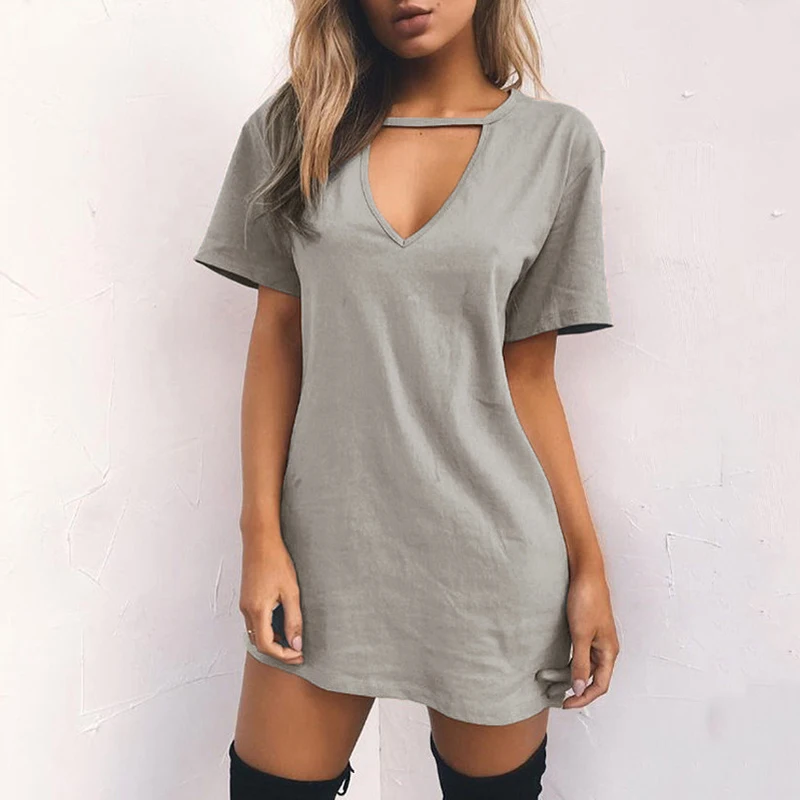Стильные женские летние с коротким рукавом v-образным вырезом повседневные