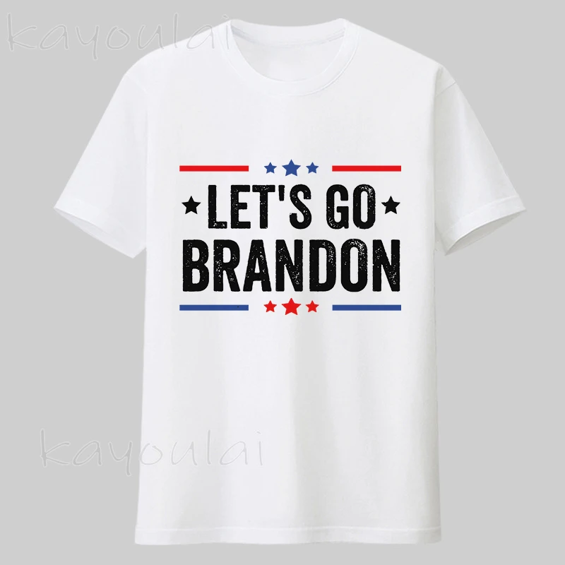 Wholesale Vintage Men's T-Shirts Lets Go Brandon US Flag Conservative Anti Liberal Print Graphic T Shirts For Men Cotton T Shirt
