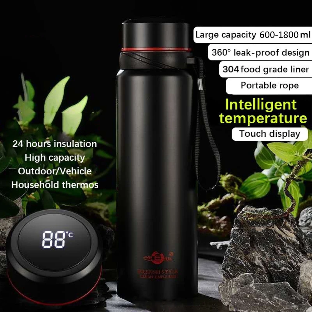 600mL Smart Vacuum Water Cup Temperature Display Business Gift in-Car Thermos 304 Stainless Steel Thermal | Дом и сад