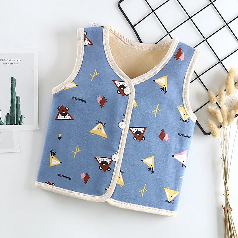 Children's Velveted Waistcoat Autumn Winter New Style Baby's Shoulder Jacket Baby Boys Girls Warm Clothes |