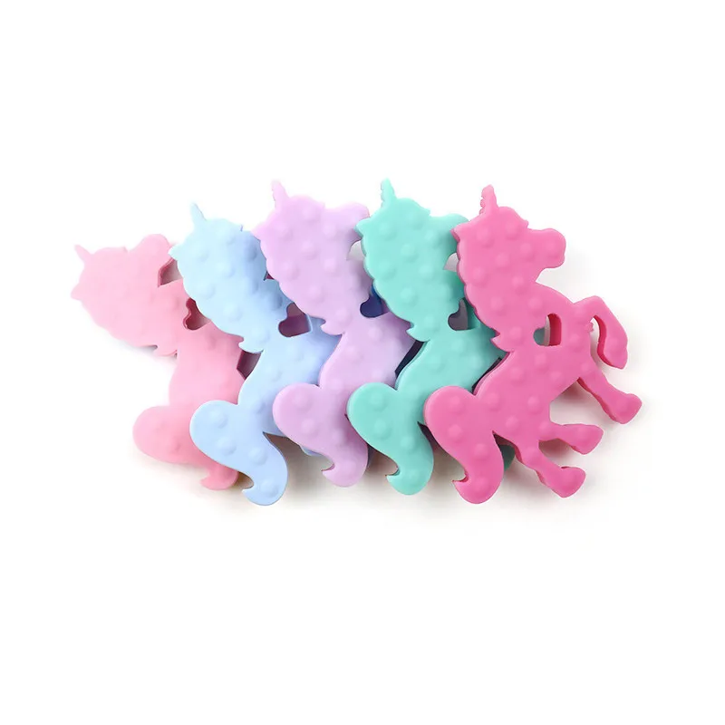 Panny &amp Mody 1pc Silicone Unicorn Teether Food Grade Baby Teethers BPA Free Chewable Teething Beads Necklace Pendant | Мать и ребенок