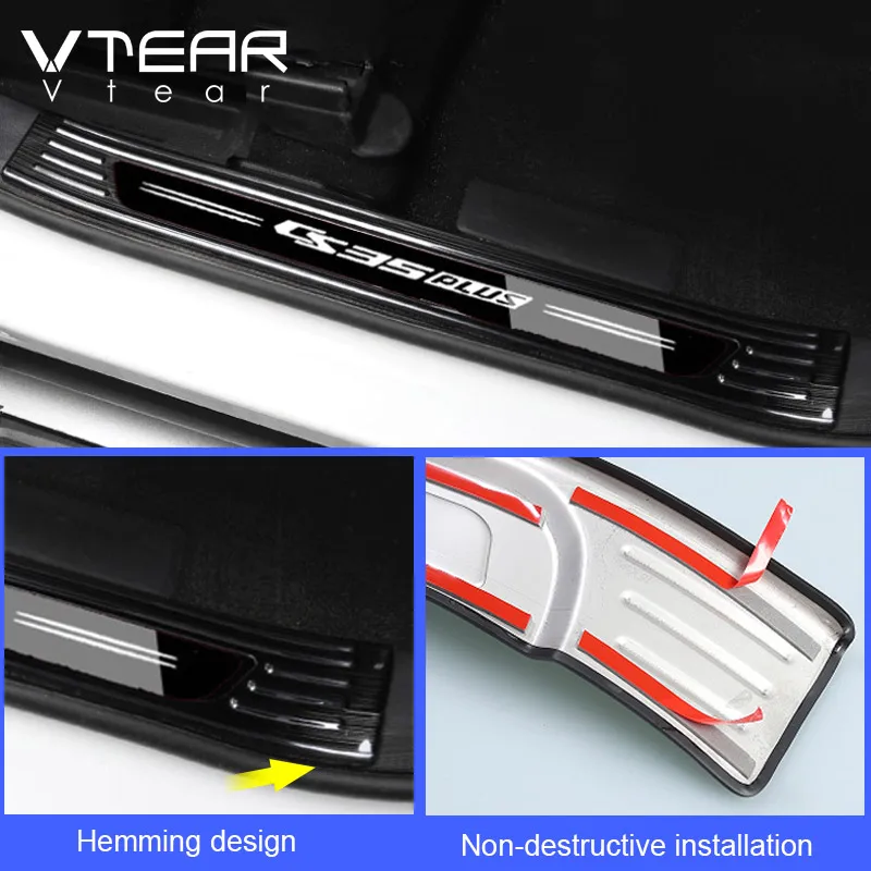 

Vtear For Changan CS35 Plus Car door sill anti-kick trim interior Anti-dirty cover decoration styling accessories parts 2020