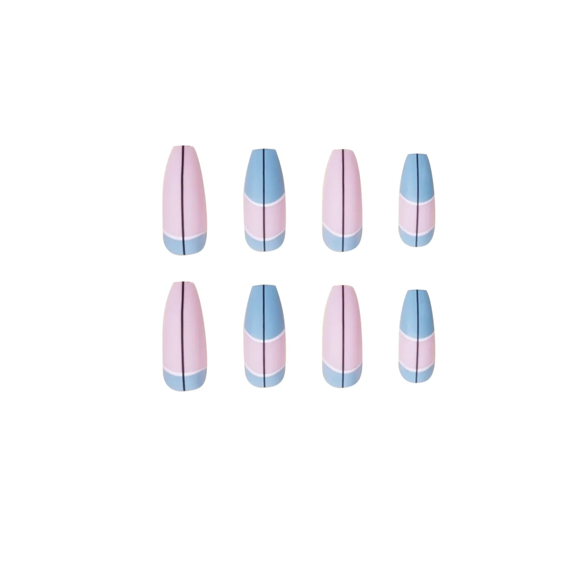 

24pcs Blue Purple Fake Nail Patch Glue Type Removable Long Paragraph Fashion Manicure False Save Time Nails Patch CIN6 899