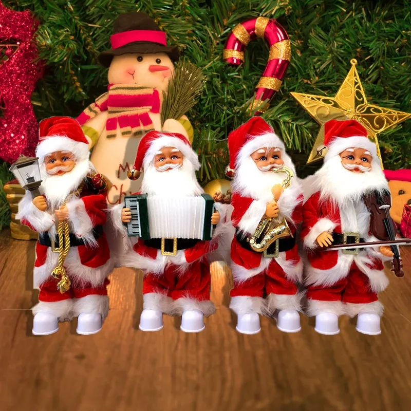 

Electric Santa Claus Toy Music with LED Color Lights Christmas Decoration Kids Xmas Happy New Year Gift