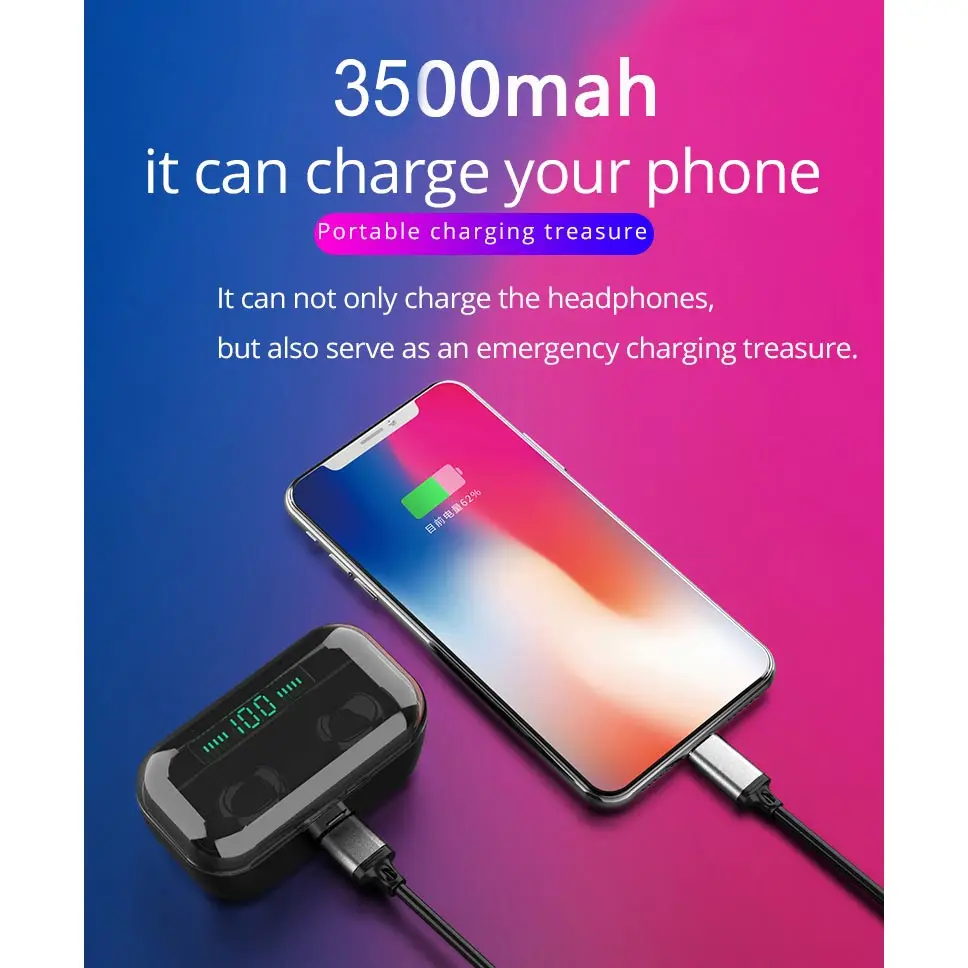TWS G6S беспроводные наушники 8D стерео Bluetooth 5,0 наушники светодиодный дисплей гарнитура IPX7 водонепроницаемый earburd 3500 мАч чехол для iphone