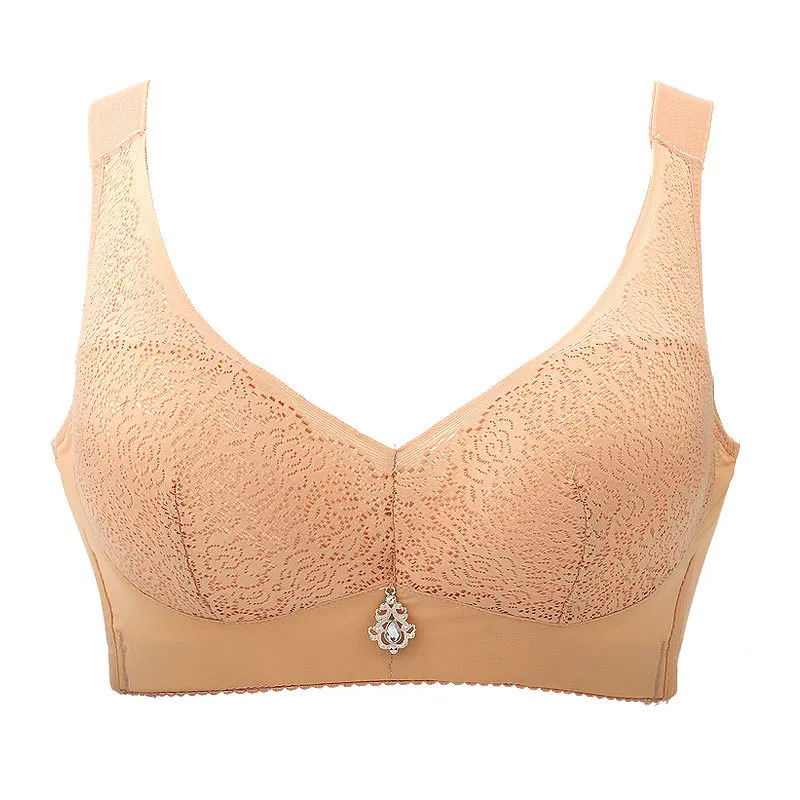 

2021 Women's No Rims Gather Plus Size Bra Adjustable Thin Ladies Sexy Bra Lace Breathable Breastfeeding Lingerie For Women