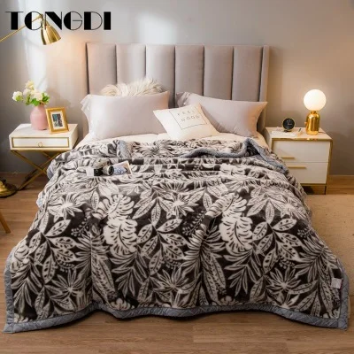 

TONGDI Soft Warm Thickened Fannel Fleece Blanket Print Luxury Decor For Winter Couch Cover Bed Sofa Machine Wash Plush Bedspread
