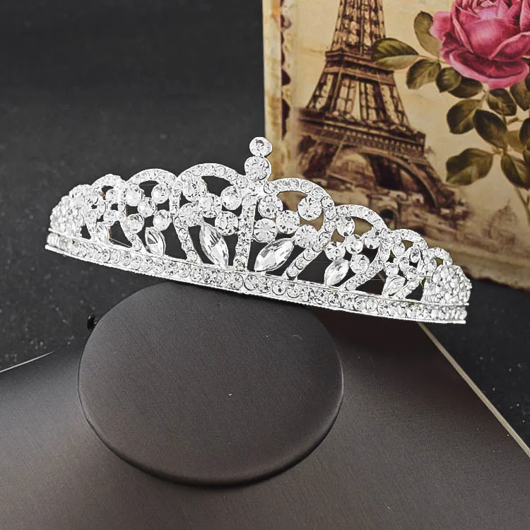 

High Quality 3 IN 1 Jewelry Set Sliver Rhinestone Luxury Princess Crown Bridal Necklace Women's Earrings Bruiloft Accessoires