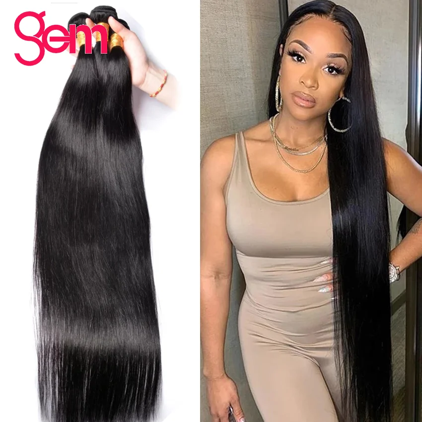 

Прямые бразильские пряди человеческих волос, пряди по выгодной цене, 1/3/4 шт., пряди волос без повреждений, драгоценный камень, 40 волос Ich, плет...