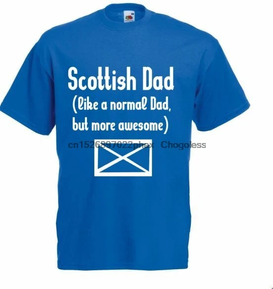 Шотландский папа Забавный принт Мужская рубашка синяя футболка father's day гореть