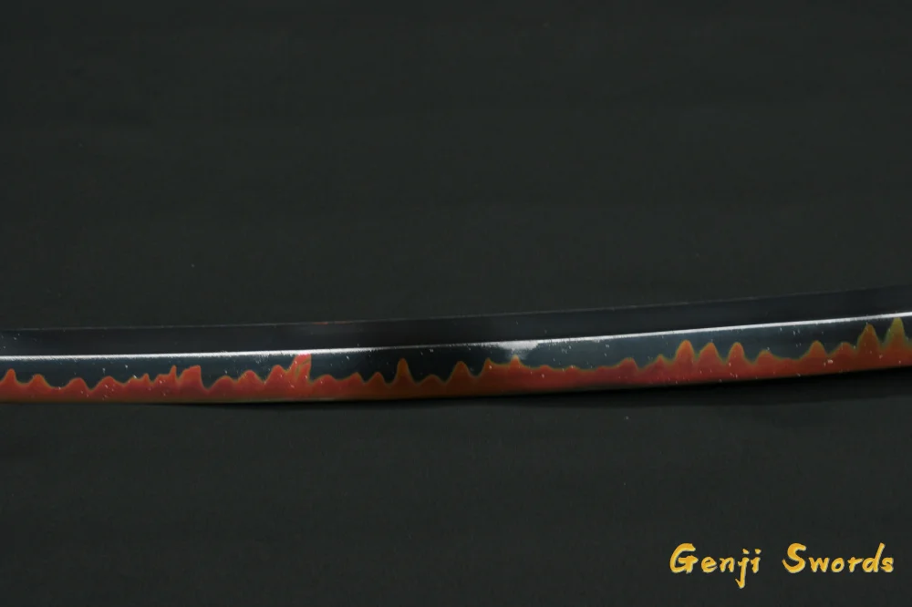 Handmade Shusui One Piece Sword Roronoa Zoro Katana Black T10 Steel Clay-Tempered Red Hamon