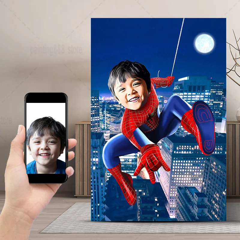 

Marvel Superhero Spider Man Custom Canvas Poster For Kid Room Decor Custom Personalized Printing Picture Wall Art Children Gifts