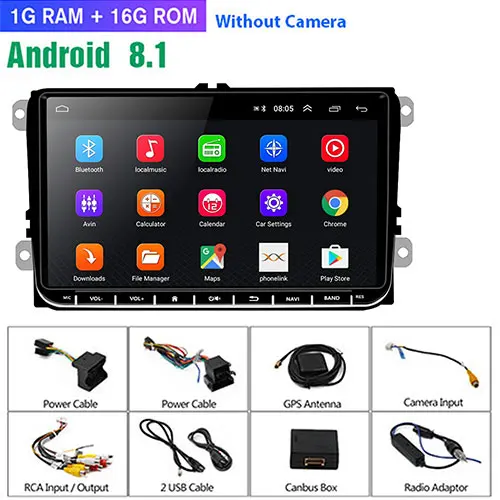 Podofo 2din Android Авторадио автомобильный gps мультимедийный плеер для VW SKODA Octavia GOLF 5 6 PASSAT B6 JETTA сиденье для Polo TIGUA - Цвет: 1 16G