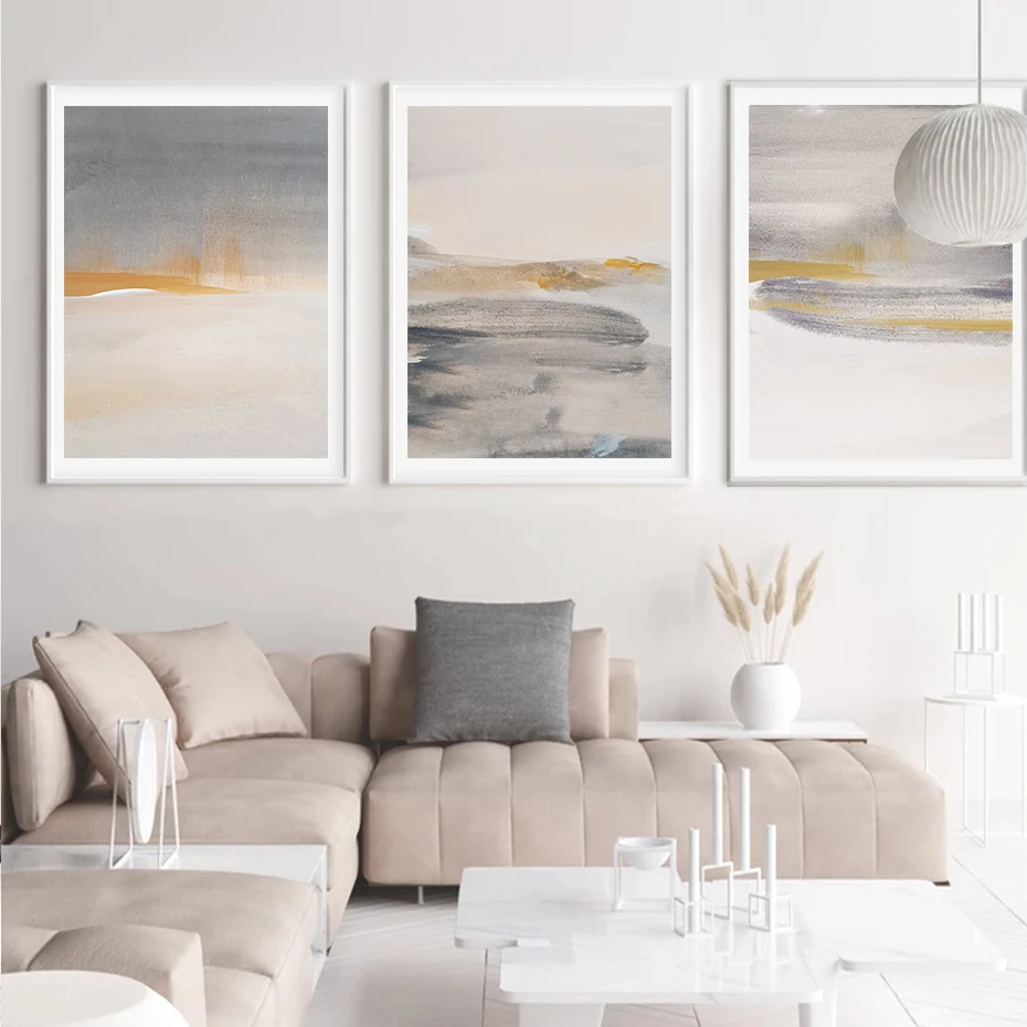 

Abstract Graffiti Grey Yellow Retro Canvas Painting Wall Art Prints Poster Picture For Living Room Bedroom Home Decoration