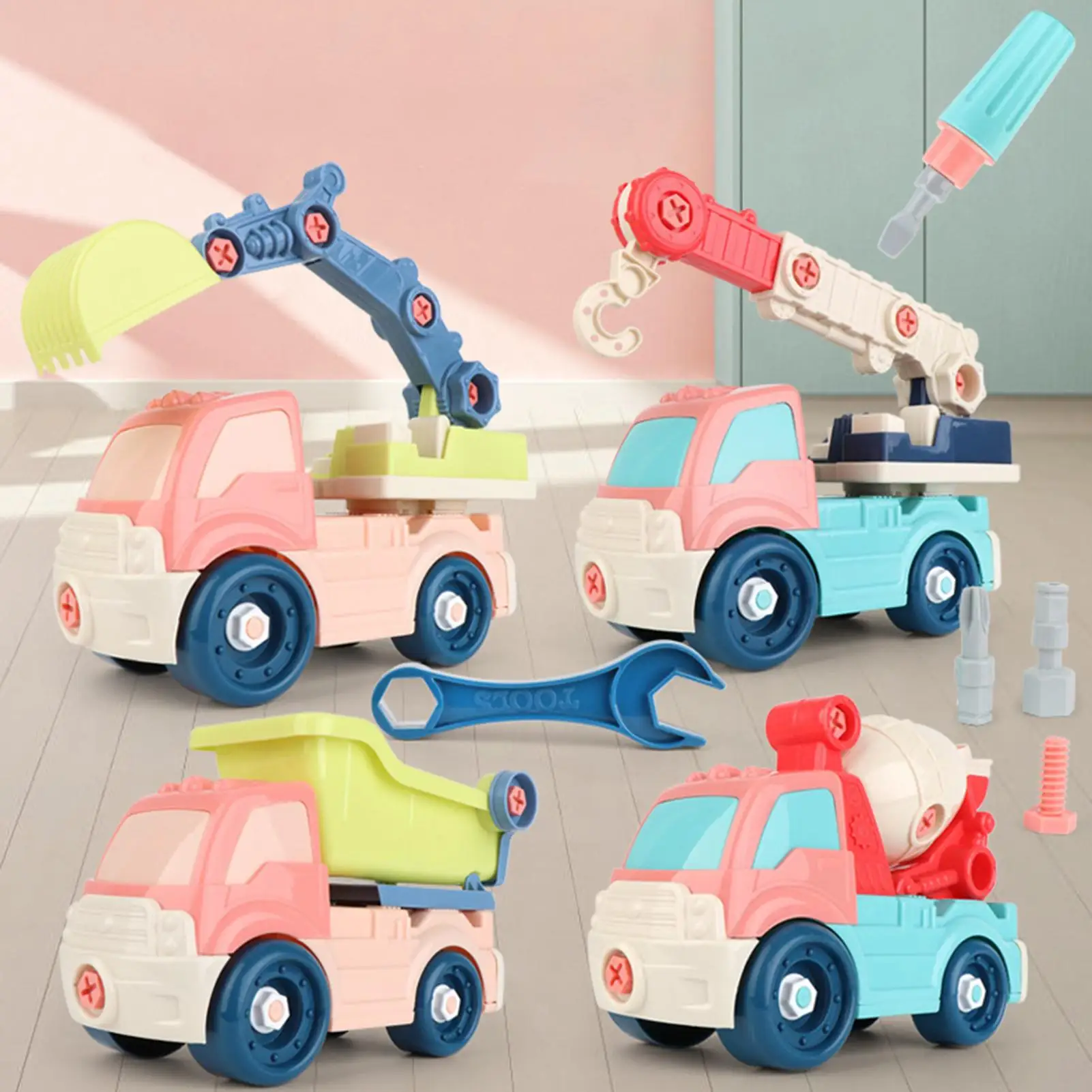 Детский съемный винтовой разборный инженерный автомобиль детская развивающая