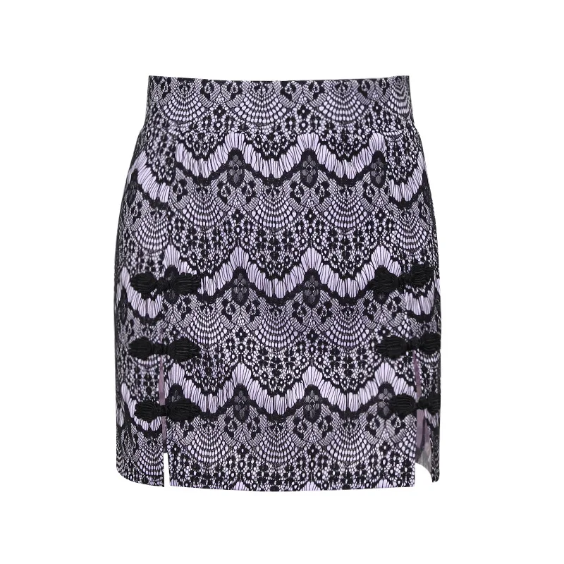 

Gothic Sexy Summer Skirt Women Black Vintage Streetwear Print Split Slim High Waist Skirt Aesthetic Elegant Party Skirts