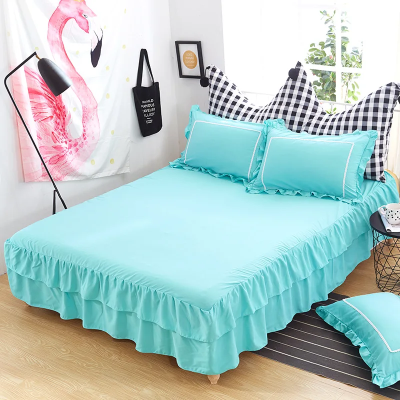 Однотонная печатная юбка для кровати украшения домашнего текстиля нескользящая