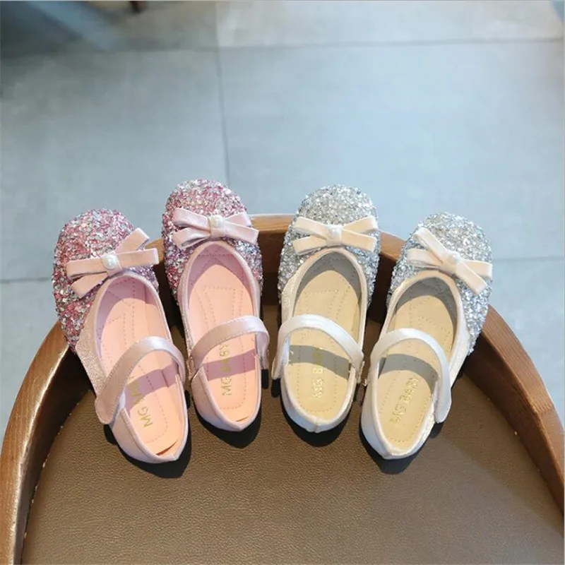 

Girl's princess shoes 2021 spring and autumn new fashion Sequin princess shoes crystal shoes soft sole non slip girl's shoes