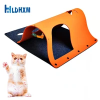 hldhxm diy combination felt cat tunnel box with mint mouse toy kitten multifunctional collapsible pet crinkle protect furniture