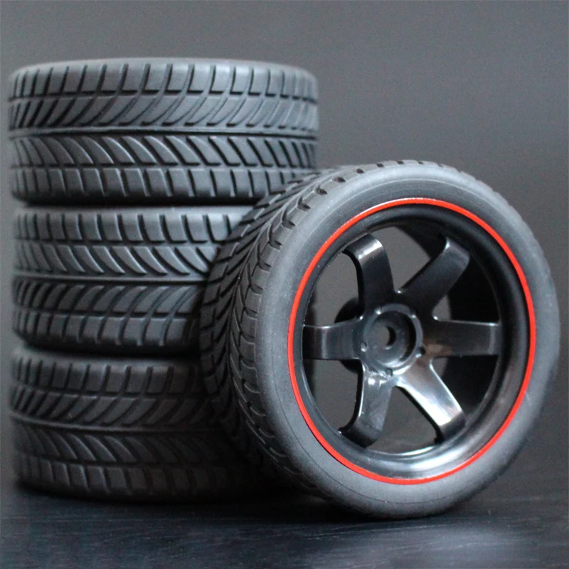 4pcs 1/10 On-Road Car Tires 26*64MM Plastic Wheel Rim Rubber Tyre 701A for HSP Tamiya HPI Kyosho Sakura 94122 94123 D3 D4 tt02 | Игрушки и
