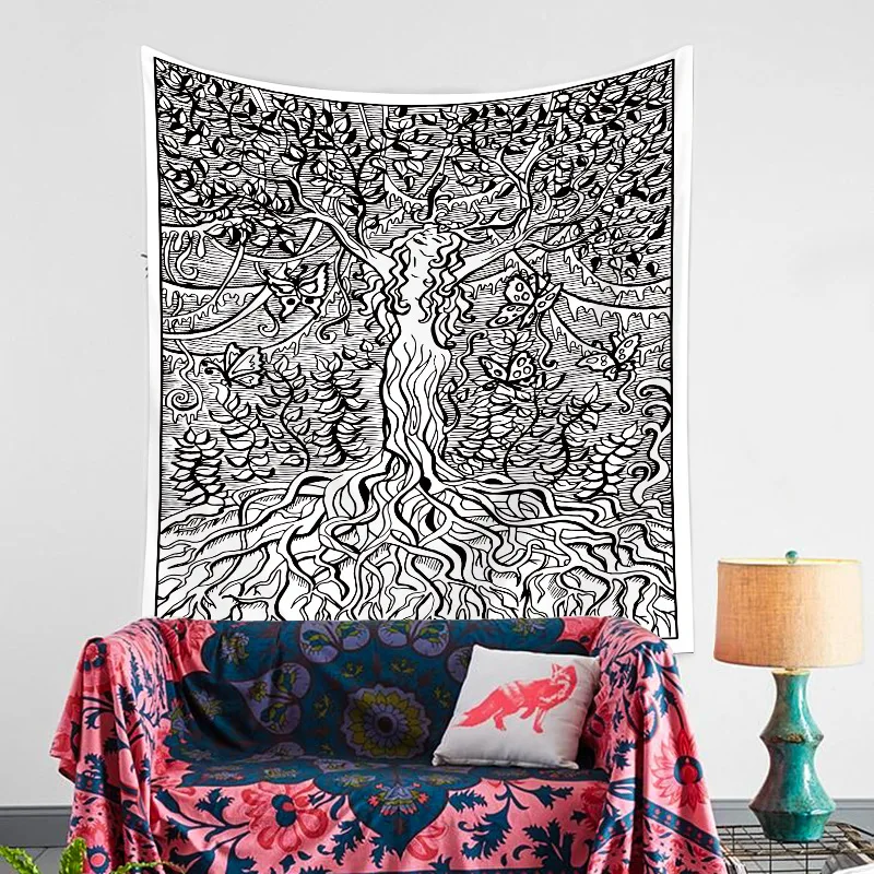 Черные цветочные картины гобелен Черный и белый фоны для фотографирования