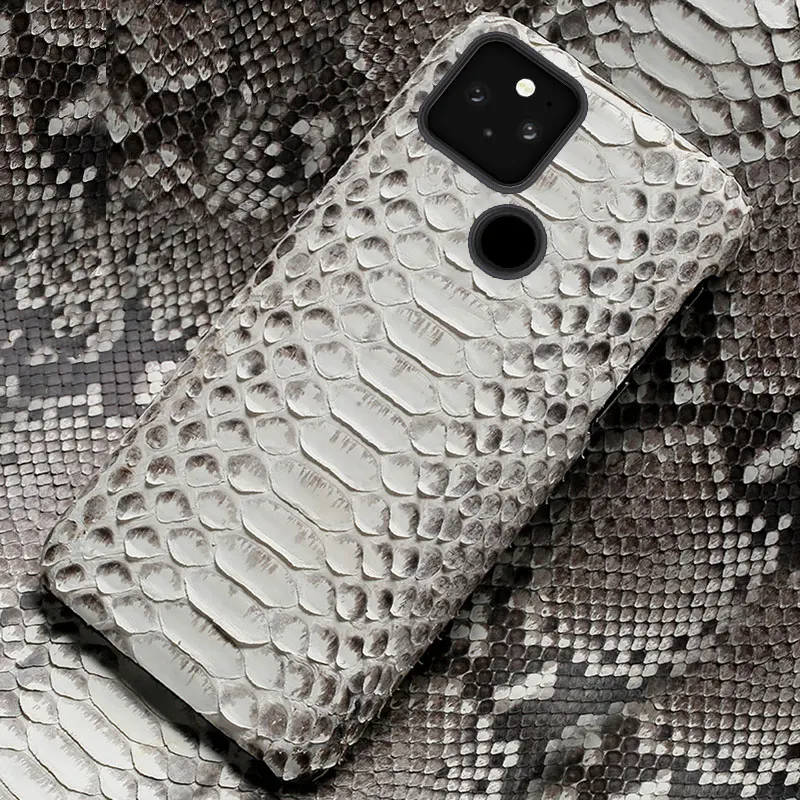 

Mobile Phone Case For Google Pixel 6 5 Pixel 4 Pixel 4A 100% Genuine Python Leather Snakeskins Shockproof Protective Cover case