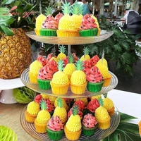 1set flamingo pineapple palm cupcake toppers aloha toppers summer pool party wedding birthday baby shower decorations supplies