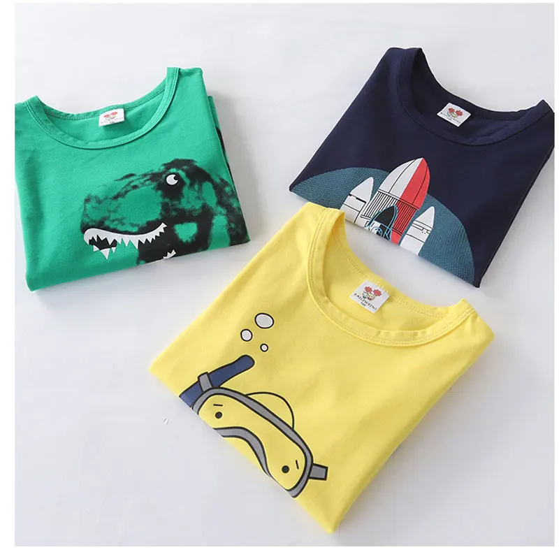 Летние рубашки для мальчиков топы с рисунками детей От 2 до 12 лет толстовки