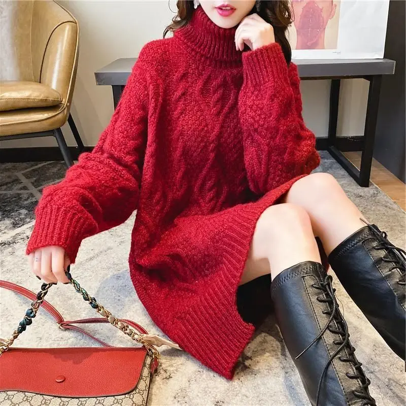 

2020 длинное платье-свитер Kawaii пуловер Pull Femme укороченная водолазка в полоску трикотажный джемпер Mujer