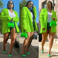 women blazer solid casual office long jacket outwear neon oversized jacket button double breasted jacket streetwear 2021 autumn