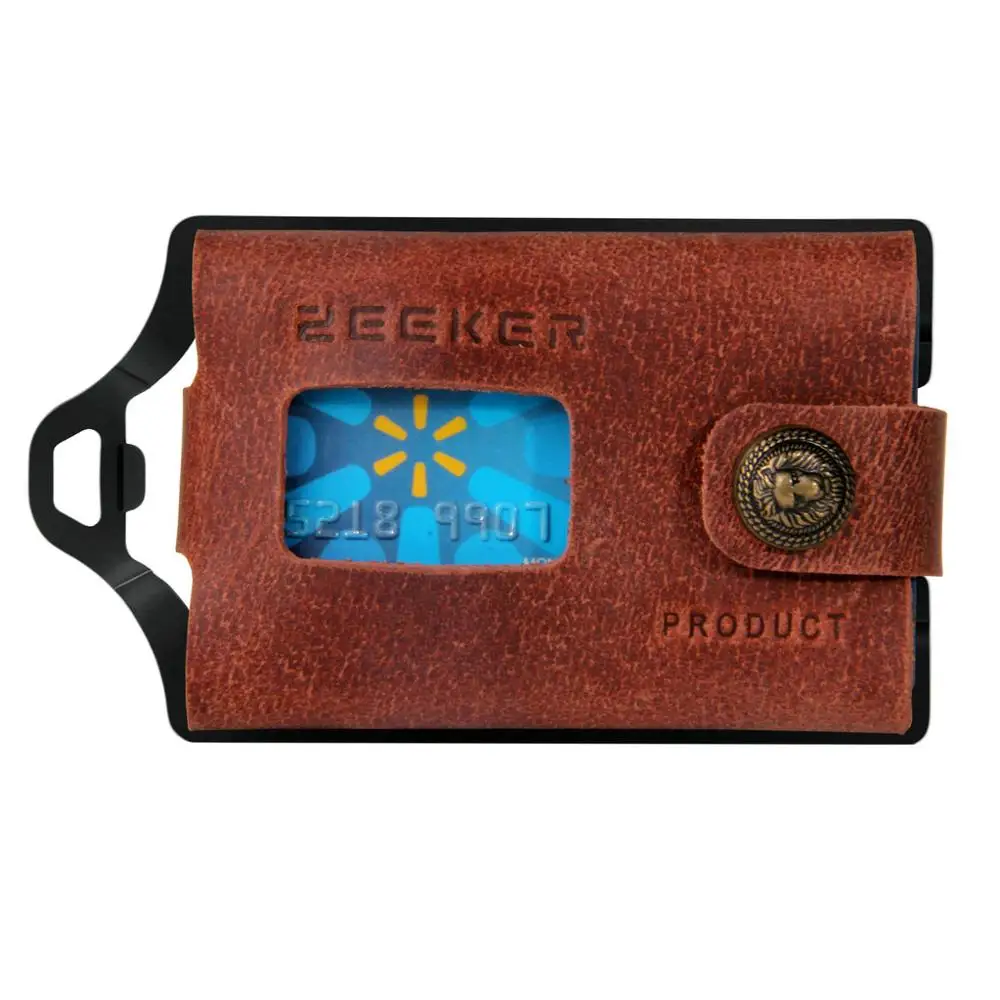 Black-coffee ZEEKER многофункциональный кожаный металлический кошелек Rfid блокирующий держатель для карт кошельки для кредитных карт мужские кошельки - Цвет: Black-coffee