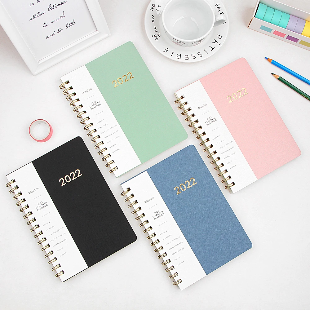 

Ежедневник а5 на 2022 год, Еженедельный планировщик, записная книжка на Органайзер, скрепленный спиралью год, указатель, цели, графики привыче...