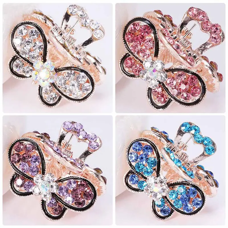 Женские заколки для волос Винтажные с кристаллами и стразами мини-бабочка корона