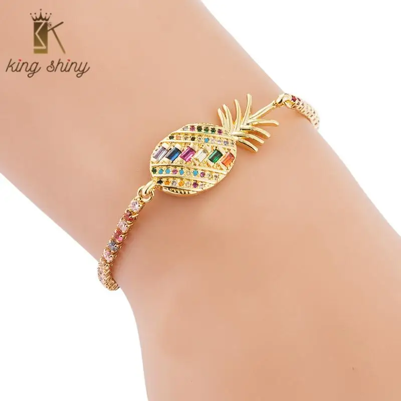 

2020 New Design Fashion Gold Color Bracelet and Bangle for Lady Simple Design Pie apple Natural Pearl Adjustable Copper Bracelet